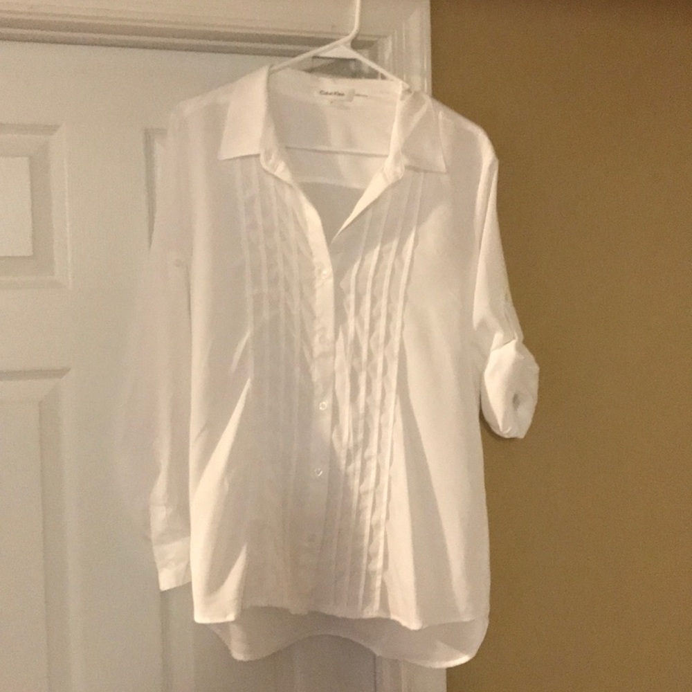 Calvin Klein Adjustable Sleeve Blouse Sz M